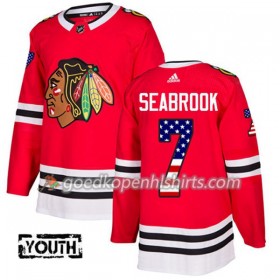 Chicago Blackhawks Brent Seabrook 7 Adidas 2017-2018 Rood USA Flag Fashion Authentic Shirt - Kinderen